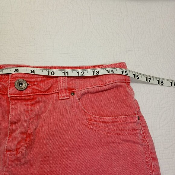 Lefties Shorts Denim Womens Coral Red Frayed Hem - Picture 7 of 8